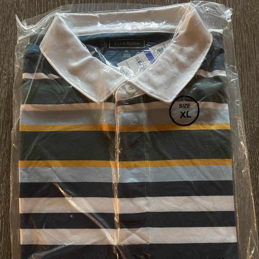 Xl club room collared shirt with striped detail.